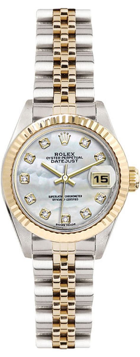 rolex women's datejust two tone fluted custom silver diamond dial|Rolex Datejust 26mm ladies price.